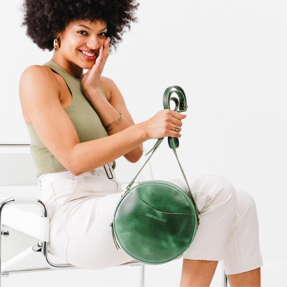 Handbags - Leather Goods Circle Crossbody Bag for Women Cowboy Mint